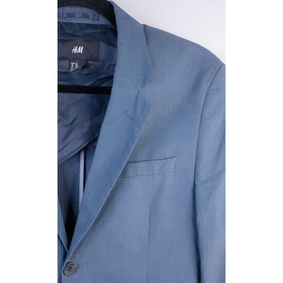 H&M Mens Blazer Sport Coat Two Button Casual Jacket Size 34R Classic FIT BLUE - Picture 4 of 11